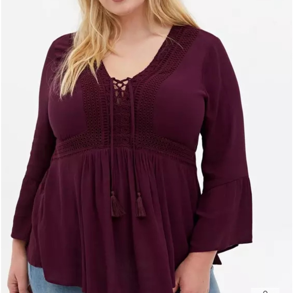 Torrid Burgundy Lace-Up Top